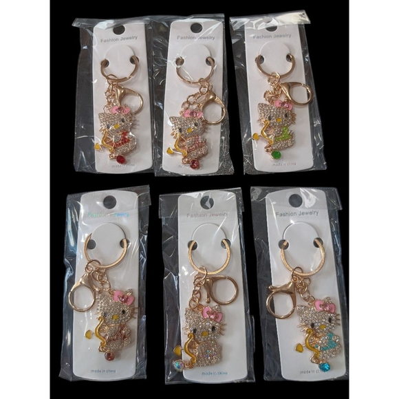 Hello Kitty Character Rhinestone Cupid Valentine's Key Chain Purse Charm Green - Picture 4 of 5